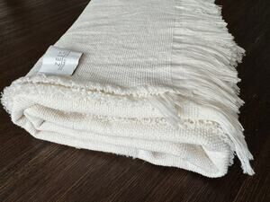 Zest Cream Throw Blanket Lightweight Neutral Soft Woven Yoga Travel Car